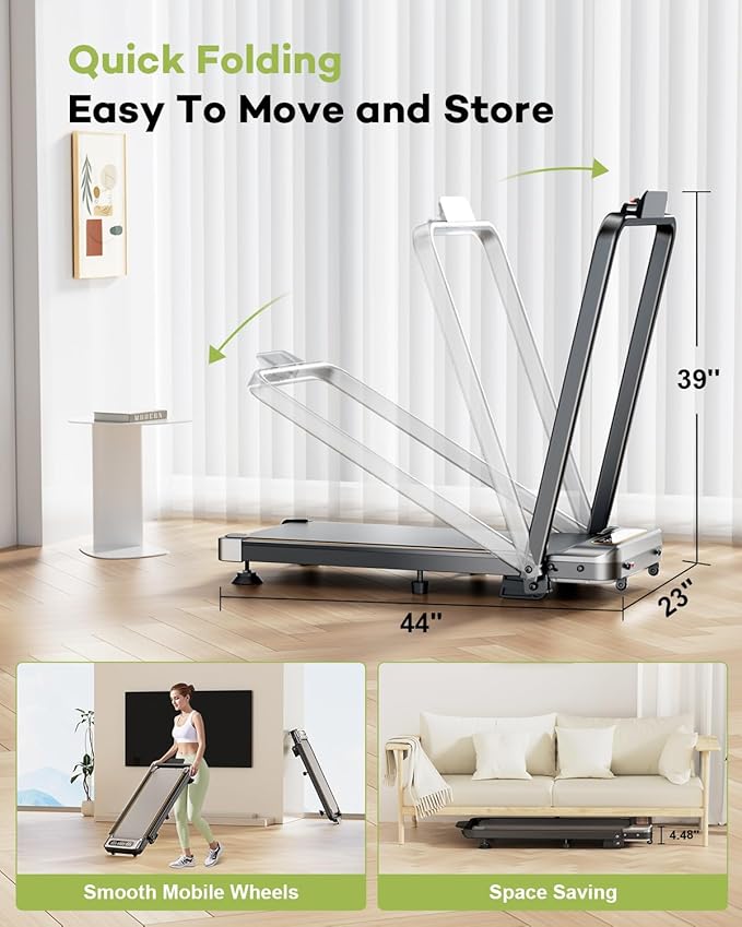 Foldable Treadmill with 10% Incline, 3.5HP Low Noise Walking Pad Treadmill with Handle Bar, Rayspace 4 in 1 Portable Under Desk Treadmills for Home/Office, 350 Lbs Capacity, APP & Remote Control