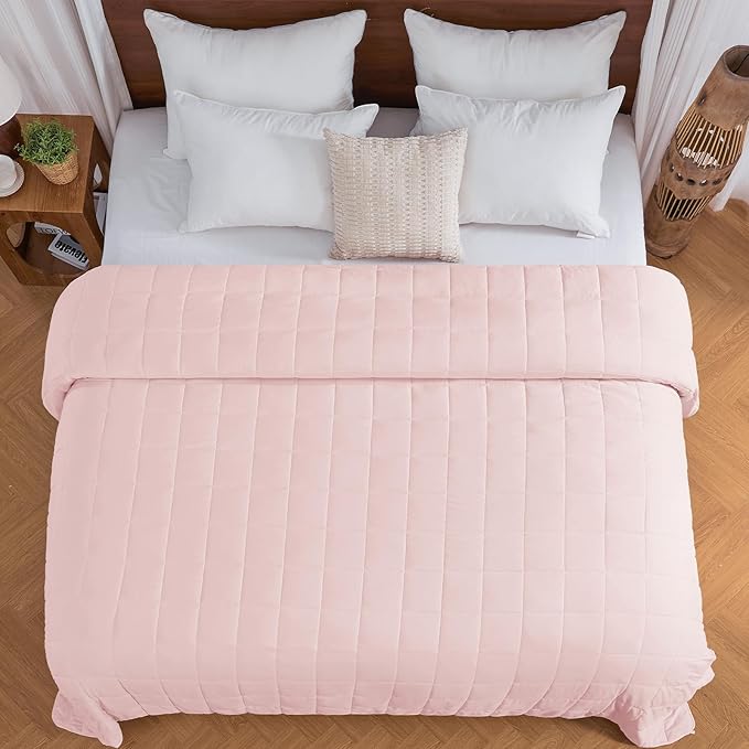 yescool Weighted Blanket for Adults (30 lbs, 88" x 104", Pink) Cooling Heavy Blanket for Sleeping Perfect for 290-310 lbs, King Size Breathable Blanket with Premium Glass Bead, Machine Washable