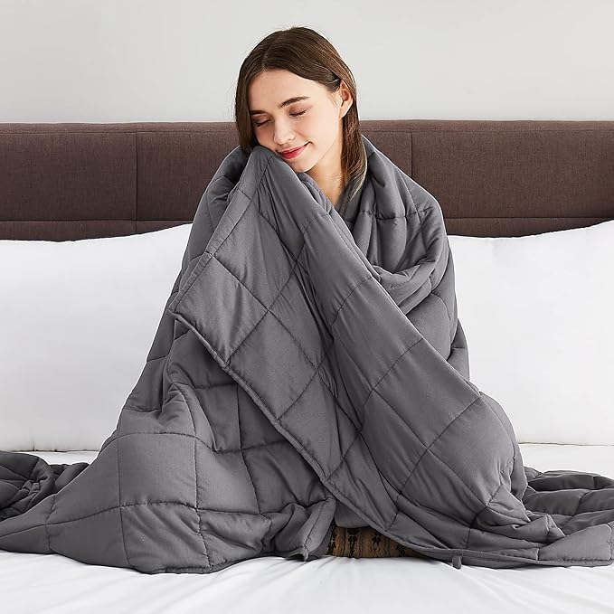 CuteKing Weighted Blanket for Adults (25lbs, 88"x104", Grey) Heavy Blanket for 240-260lbs, Weighted Blanket for Cooling & Heating with Premium Glass Beads, Thick Blanket for Adult All-Season