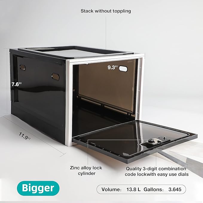 Medicine Lock Box - Refrigerator Lockable Box for Food Storage Locker - Clear Lockbox with Combination - Childproof First AID Locking Pill Case and Medical Organizer Bin - Ipad Tablet Phone Jail Box