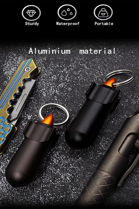 4Pcs Keychain Pill Organizer Waterproof Durable Alloy Container Medicine Box, Portable Pill Holder Case Outdoor Camping Travel