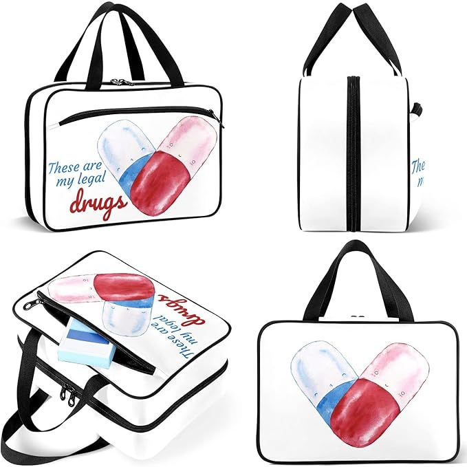Naanle Pill Organizer Bag Travel Pill Bottle Medicine Organizer Home Storage Medication Bag for Vitamin Supplements, My Legal Drugs Empty First Aid Bag for Car Camping