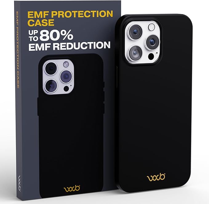 WAVEBLOCK EMF Protection Silicone iPhone Case, Radiation Blocker Cell Phone Case, 5G Shield Reduction, Lightweight, USA Patented and Tested in FCC Lab, iPhone 16 Pro Max Black