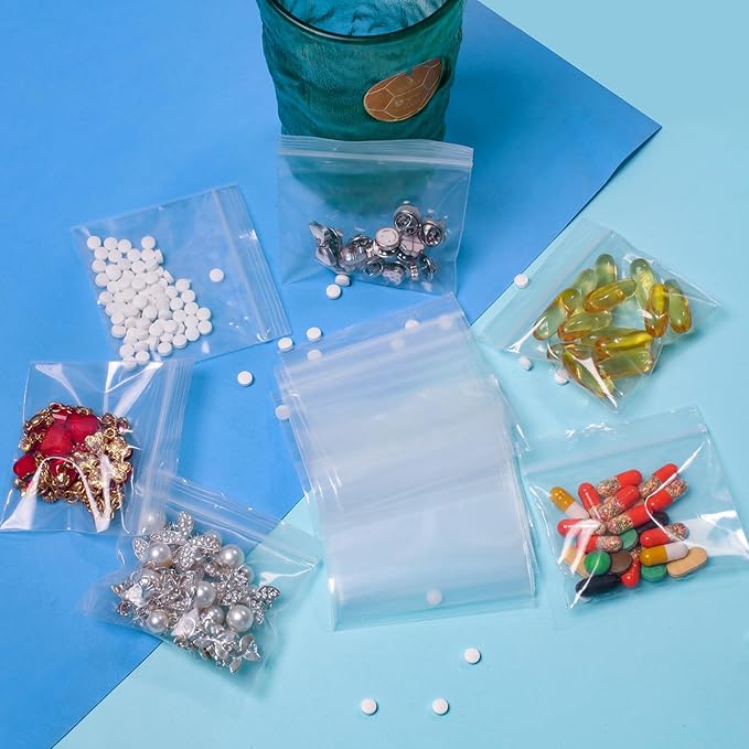 400 Packs Pill Bags 6 mil Sturdy 3x2.75 inch Pill Pouches BPA Free Seal Waterproof Handy Reusable Pill Bags for Travel Small Plastic Bags for Pill Organizer, Jewelry and Small Craft Pieces