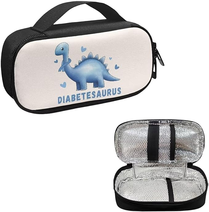 Rnyleeg Cute Dinosaur Bag for Diabetic Supplies Small Insulin Cooler Travel Case Portable Insulin Bags for Traveling Diabetic Bags for Supplies