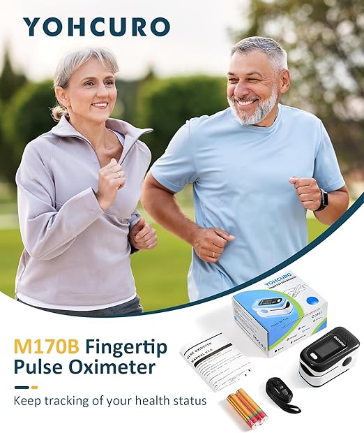 Fingertip Pulse Oximeter with Fast & High-precision SpO2 Measurement, Blood Oxygen Saturation & Pulse Rate Monitoring, OLED Screen with Large Fonts (Black & White)