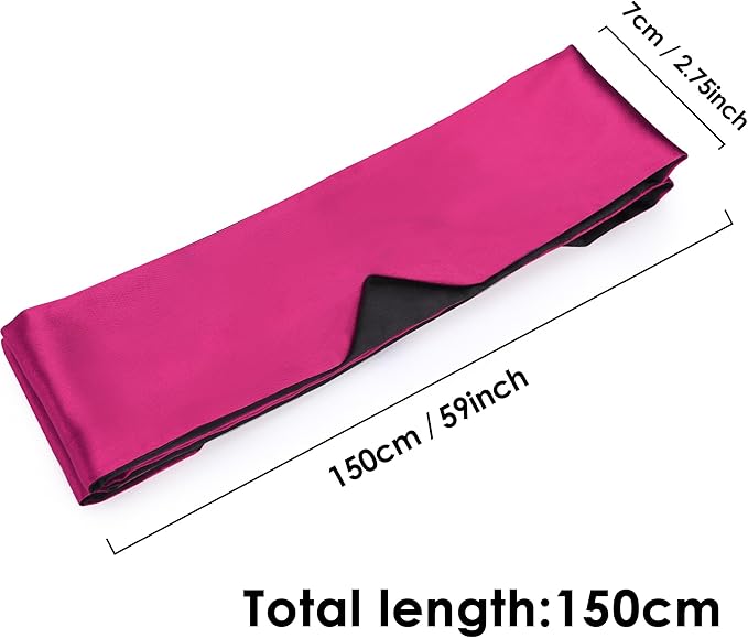 FRESHME Satin Sleeping Mask - Eye Mask for Sleeping Comfortable Adjustable Eye Blindfold Cover for Women Men Night Travel Nap Yoga Meditation Valentine's Day Gift Black and Deep Purple 160cm/63in