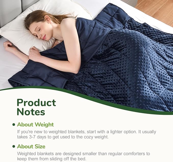 Sivio Weighted Blankets for Adults, Soft Minky Heavy Blanket for Calm Sleeping, Brethable Cooling Weighted Throw Blanket for Men and Women, Navy Blue, 60 x 80in, 15lbs