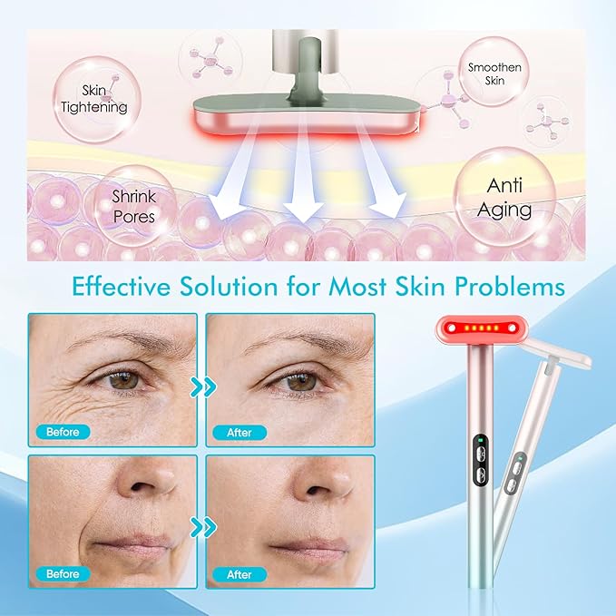Red-Light-Therapy，Face Massager for Skin Care，Led Facial Light Therapy 7 Colors Eye Beauty Wand