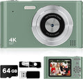 Digital Camera - 1080P Vlog Camera, 44MP Compact, 16X Zoom, Anti-Shake, Green Gift for Kids