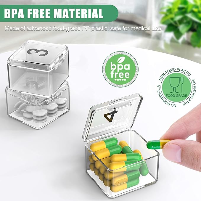 Monthly Pill Organizer - 30 Day Pill Box - Easy to Open - Large Compartments - Portable Case for Travel, Medicine Organizer for Vitamins (White)