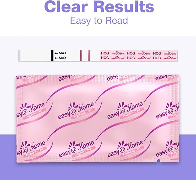 Easy@Home Pregnancy Test Strips: 100 Bulk Pregnancy Strips, Early Detection hCG Test Kit - Pruebas de Embarazo, Powered by Premom APP | 100 Pack