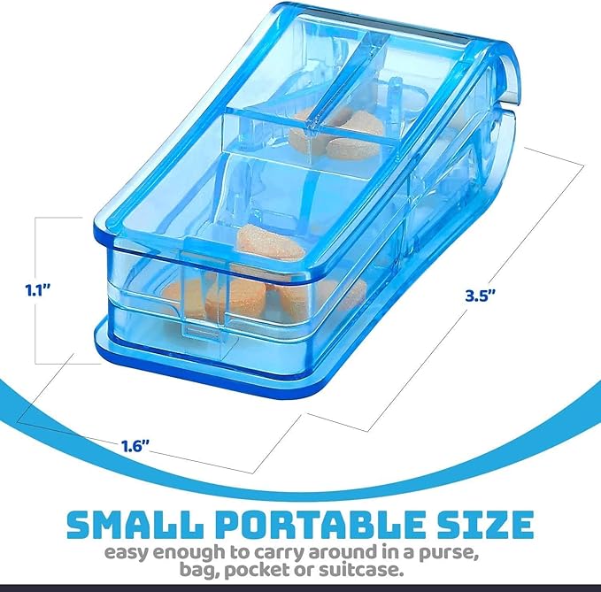 Weekly Pill Organizers with Pill Cutter Splitter (Pack of 2) 4 Times a Day Weekly Medication Dispenser Reminder, 7-Day Stackable Compartments - Morning, Noon, Evening, and Bedtime, Grey
