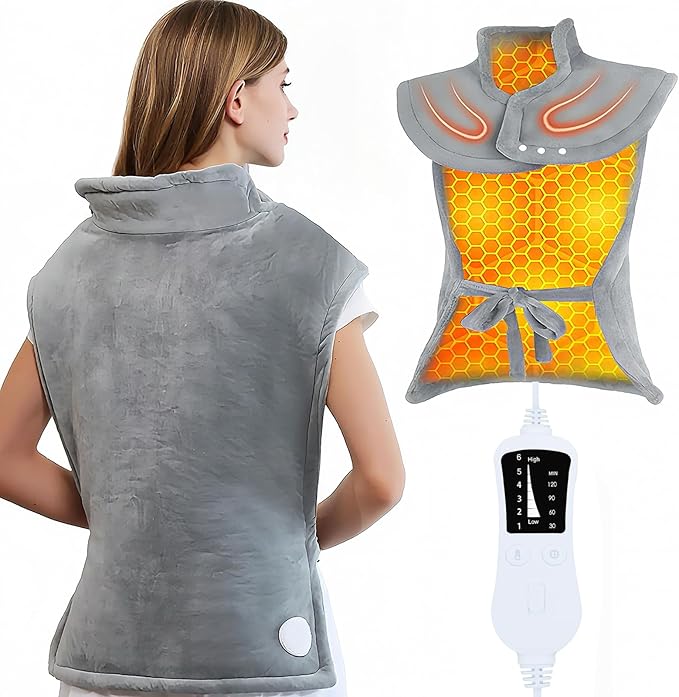 Heating Pad for Back Pain Relief，Birthday Gifts for Women Men Mom Dad,Large Fast Heating Pad for Neck and Shoulders and Back，Portable Wearable BackHeating pad，6 Heat Settings，4 Timers Auto-Off,35"x26"