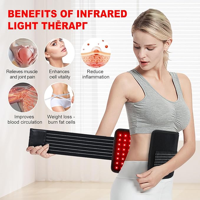 Red Light Therapy for Body, 15.7" x 7.9" Infrared Light Therapy Belt Wrap with Timer for Back Shoulder Waist Knee Pain Relief, 660nm & 850nm Home Red Light Therapy Pad, Improve Inflammation