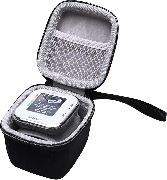XANAD Hard Case for Wrist Blood Pressure Cuff Monitor Within Size 5'' x 4'' x 4'' - Travel Protective Carrying Storage Bag
