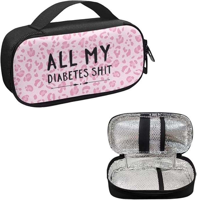 Rnyleeg Insulin Cooler Travel Case Pink Leopard Insulin Bag for Women Diabetic Supplies Storage for Home Diabetic Care for Daily Life Trip