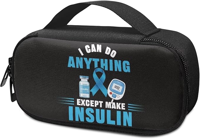 Rnyleeg I Can Do Anythings Diabetic Bags for Supplies Black Insulin Cooler Travel Case Portable Diabetic Travel Case for Insulin Pens Diabetes Supply Case with Handle&Zipper