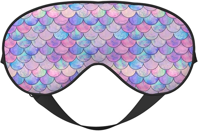 Watercolor Fish Scales Sleep Mask Eye Mask with Adjustable Strap Eye Sleep Shade Cover Blocks Light for Women Men Airplane Travel Nap