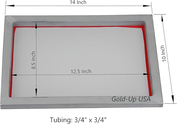Gold Up USA Inc Aluminum Screen Printing Screens, Size 10 x 14 Inch Pre-Stretched Silk Screen Frame (110 White Mesh)