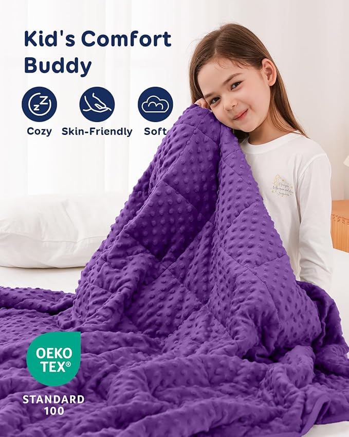 Kivik Weighted Blanket 5 Pounds, Cooling Soft Minky Dotted Heavy Blankets Throw for Better Relaxing & Sleeping, Machine Washable, 36 x 48 Inches, Purple