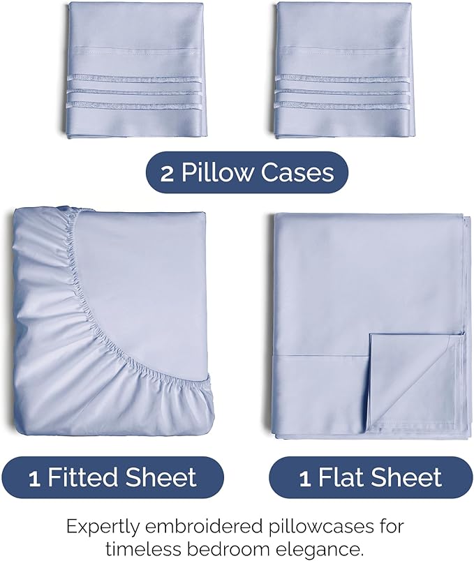Full Size 4 Piece Sheet Set - Extra Soft, Breathable & Cooling Sheets - Hotel Luxury Bed Sheets for Women & Men - Deep Pockets, Easy-Fit & Wrinkle-Free Sheets - Light Dusty Purple Oeko-Tex Bed Sheets