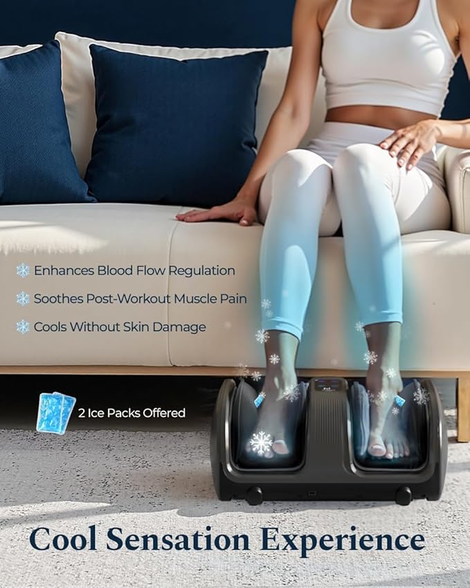 Foot Massager with Heat & Cold, 2026 Upgraded Shiatsu Foot & Calf Massager Machine, 4 Modes, 6 Levels, Electric Foot Massage for Feet, Legs & Arms, Home Office Relaxation for Women and Men-Gray