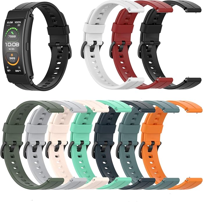 FitTurn 16mm Quick Release Watch Band for FITVII Slim Fitness Tracker Replacement [10 Pack] Colorful Silicone Wristband Adjustable Accessory Bands Strap for FITVII Slim Fitness Tracker