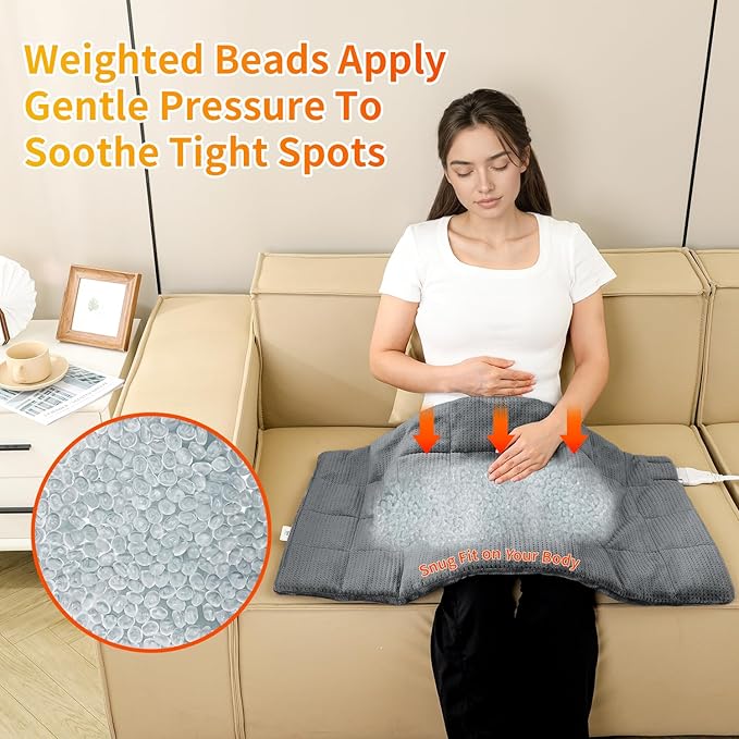 Heating Pad for Back - Weighted Heated Pad for Neck, Shoulder, Cramps and Knee, 3 Massage Modes & 3 Heat Levels, Auto Shut Off, Warm Gifts for Adult, 33"x18"