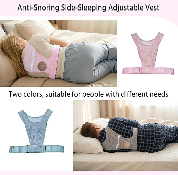 Sleep Position Trainer for Sleeping On Your Side | Side Sleep Trainer | Snore Stopper |Adjustable、 Lightweight, Comfortable, Effective in Reducing Supine Sleep Time (Pink)