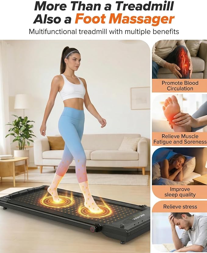 ANCHEER Walking Pad Treadmill with Foot Massage, Versatile Dual-Sided Walking Pad with Incline and Handle Bar, 3.5HP Foldable Treadmill for Home/Office/Apartment, 0.6-7.5MPH