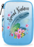 Blue Feather Flower Pill Case Travel Pill Organizer Weekly 7 Day Portable with Zipper Medicine Box Pill Case for Vitamins, Birth Control,Fish Oils,Medication, Supplements