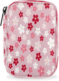 Flower Pink Pattern Pill Case Travel Pill Organizer Weekly 7 Day Portable with Zipper Medicine Box Pill Case for Vitamins, Birth Control,Fish Oils,Medication, Supplements