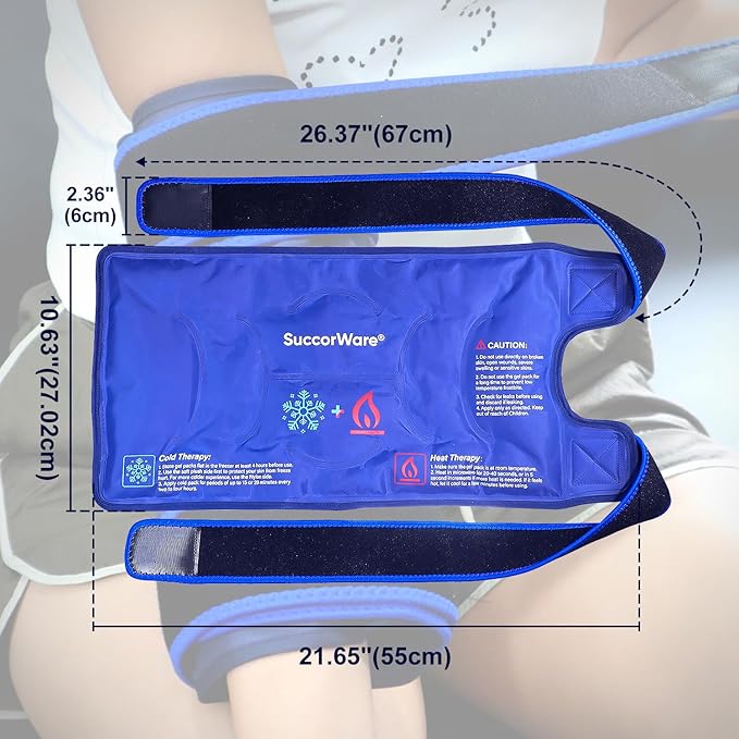 Knee Ice Pack Wrap for Injuries Reusable - Hot & Cold Gel Bags for Leg, Back, Shoulders, Arms, Elbow Injuries, Pain Relief, Swelling, Knee Replacement Surgery（Navy Blue）