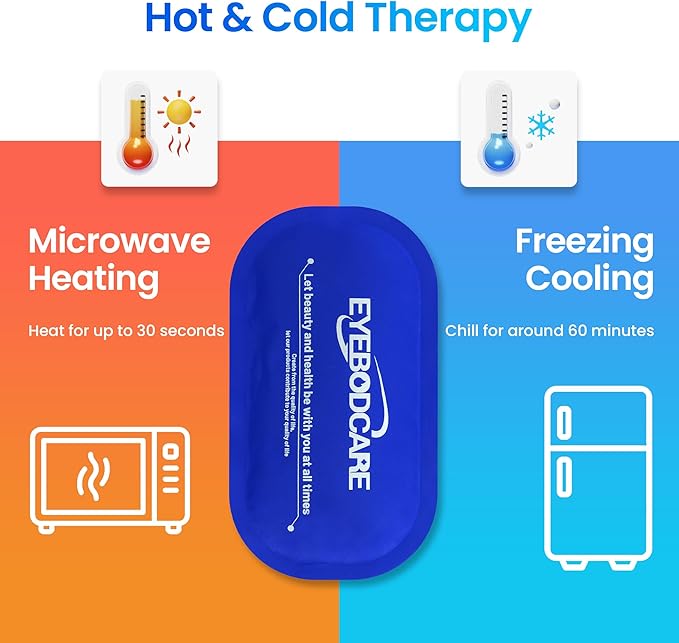 Reusable Ice Packs for Injuries, Hot and Cold Therapy Gel Ice Packs with Flexible Wrap and Eye Mask, for Joint Pain, Swelling, Muscle Pain, Knees, Back, Shoulder & More (3-Piece Set)
