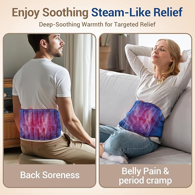 Comfytemp Microwave Moist Heating Pad for Back Pain Relief, Sciatica Recovery Must Have, Microwavable Hot Therapy for Lower Lumbar, Cramps, Waist Warm Compress, Get Well Items for Men Women