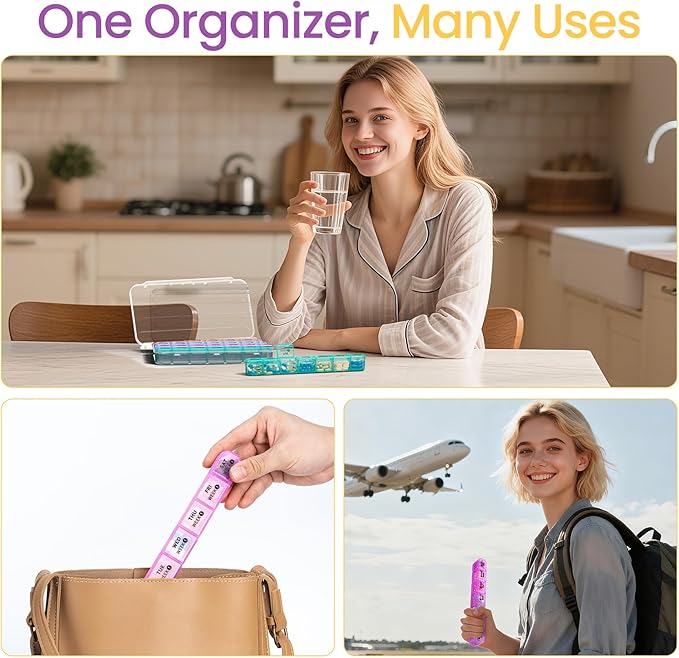 Betife Monthly Pill Organizer 1 Time a Day, 4 Weekly Pill Box Organizer Once a Day, 30 Day Large Pill Case for Travel, 31 Day Daily Medcine Container for Vitamins, Supplement & Medication (White)
