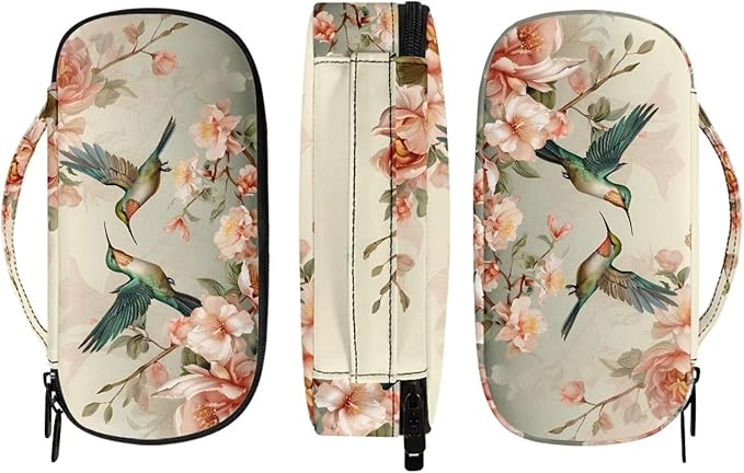 Hummingbird Floral Insulin Cooler Travel Case Handy Medication Insulated Diabetic Carrying Cooling Bag for Insulin Pen and Diabetic Supplies