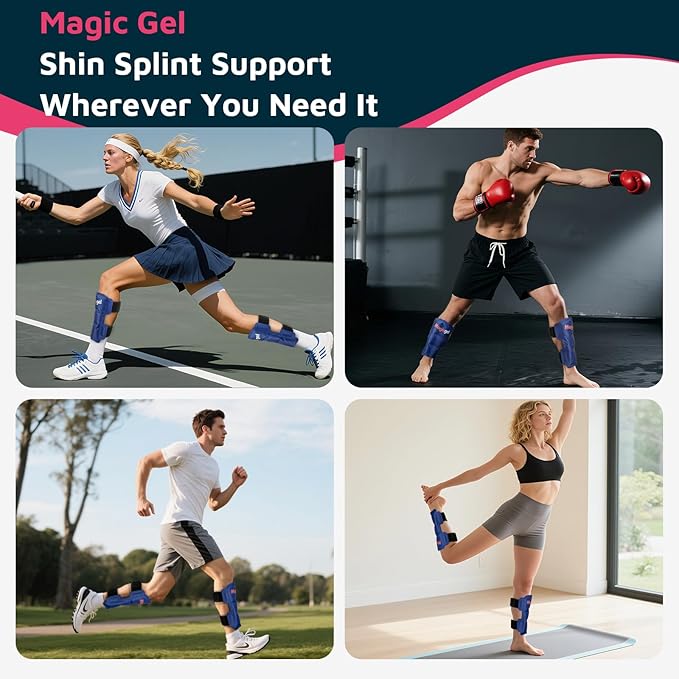 Magic Gel Shin Splint Relief - 2pcs Ice Packs for Shin Splints Hot & Cold - Flexible Leg Compression Wrap - Reusable Therapy Gel for Runners & Athletes
