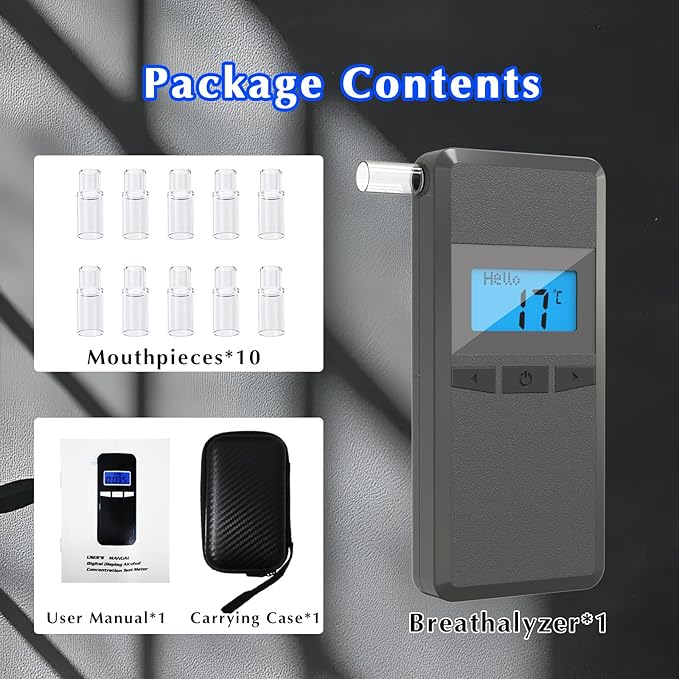 Personal Breathalyzers, Home Breathalyzer for Alcohol with LCD Display, Equipped with Memory Function, Sound and Color Alarm Pocket Breathalyzer