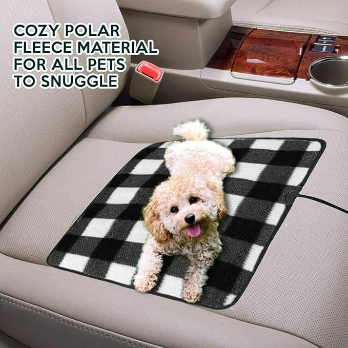 ZONETECH Black and WhitePlaid Warming Pad Cozy Warmth in Cold Weather Perfectly Sized for Comfort and Portability for Pets