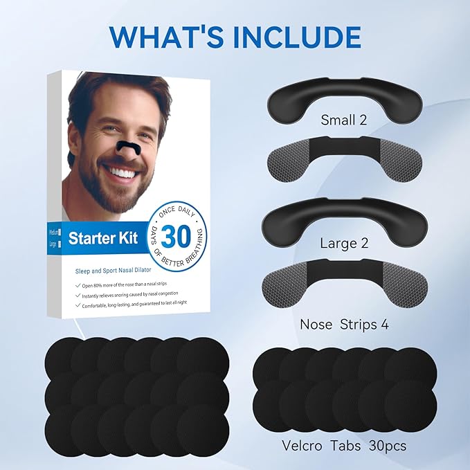 Nasal Strips for Snoring,Extra Strength Snoring Solution Nose Strips for Breathing,Sports, Sleep,Dark Black,30PCS