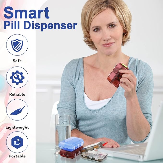 Sabary 16 Pcs Travel Pill Organizers with 10 Compartments Portable Weekly Small Pill Cases Daily Fish Oil Vitamins Medicine Box Dispensers for Pocket Purse Medicine Organizer Essentials(Stylish Color)