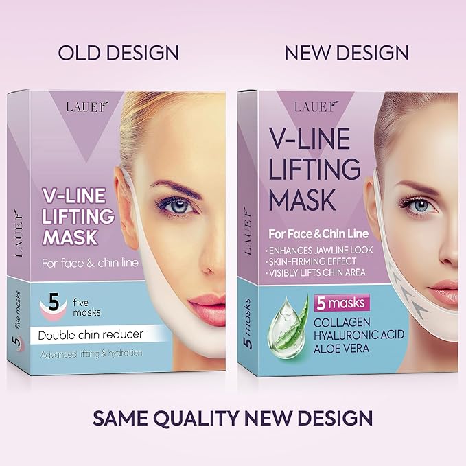 V Shaped Contouring Face Mask Line Shaping Lifting Belt Neck Reduction Jawline Lift Tape Enhancer Face Patch Firming Tightening Skin Chin Up Sculpting Collagen Mask Hyaluronic Acid Aloe Vera 25pcs