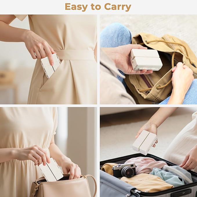 Zentiky Small Daily Pill Organizer with Labels, Medicine Pill Organizer Fit with Your Purse or Pocket for Travel to Hold Vitamin, Fish Oil, Supplement,Cotton Swabs, Bandages or Jewelry-Beige