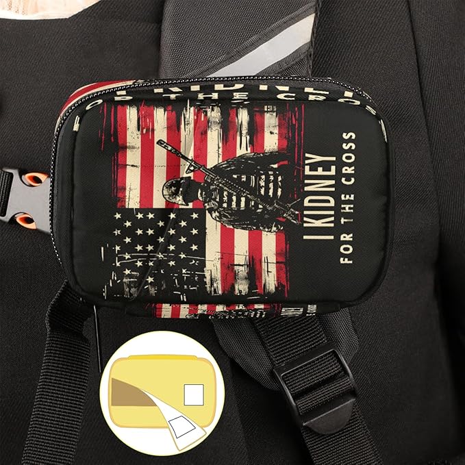 American Flag Cross Army Travel Pill Organizer Box Weekly Portable Pill Case Daily Pills 7 Day Small Birth Control Pills Container Removable Compartments for Medicine Vitamins Fish Oil