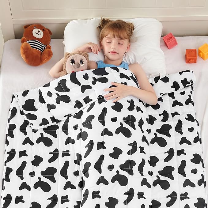 yescool Cow Print Weighted Blanket 5 Pounds Cooling Weighted Lap Blanket, Heavy Blankets, Comfortable Weighted Throw Blanket Gifts for 40-60lbs, 36"x48"