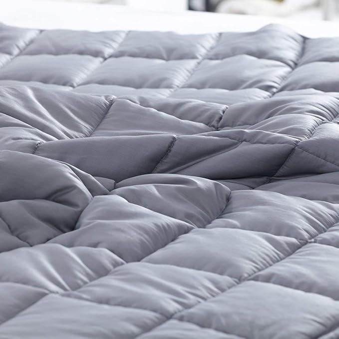 Waowoo Weighted Blanket Adult, 20lbs 60"x80" Blanket for Deeper Sleep,Material with Glass Beads(Dark Grey)