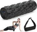 High-Density Vibrating Foam Roller Black with 4 Customizable Speeds for Deep Tissue Massage, Muscle Recovery and Pain Relief -Rechargeable with Massage Backpack