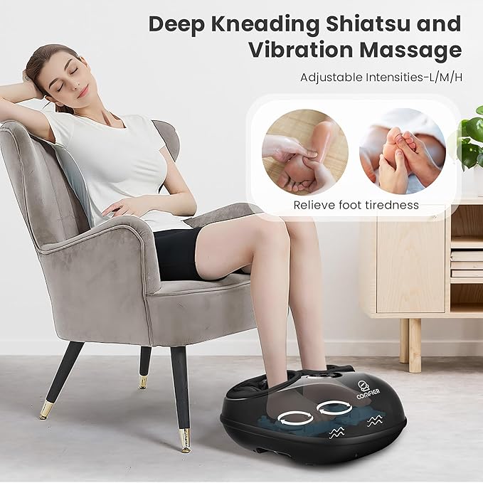 COMFIER Shiatsu Foot Massager with Heat, Feet Massager Machine for Neuropathy Plantar Fasciitis, Up to Men Size 13, Gifts for Men Women